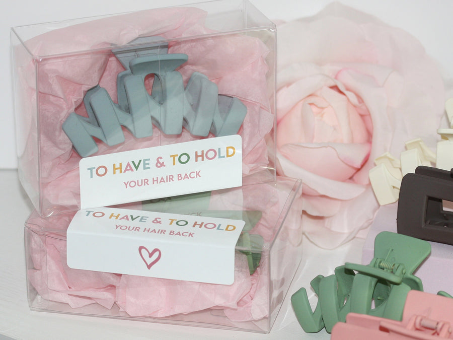 To have and to hold your hair back gift box with hair claw clip Bridesmaid Proposal