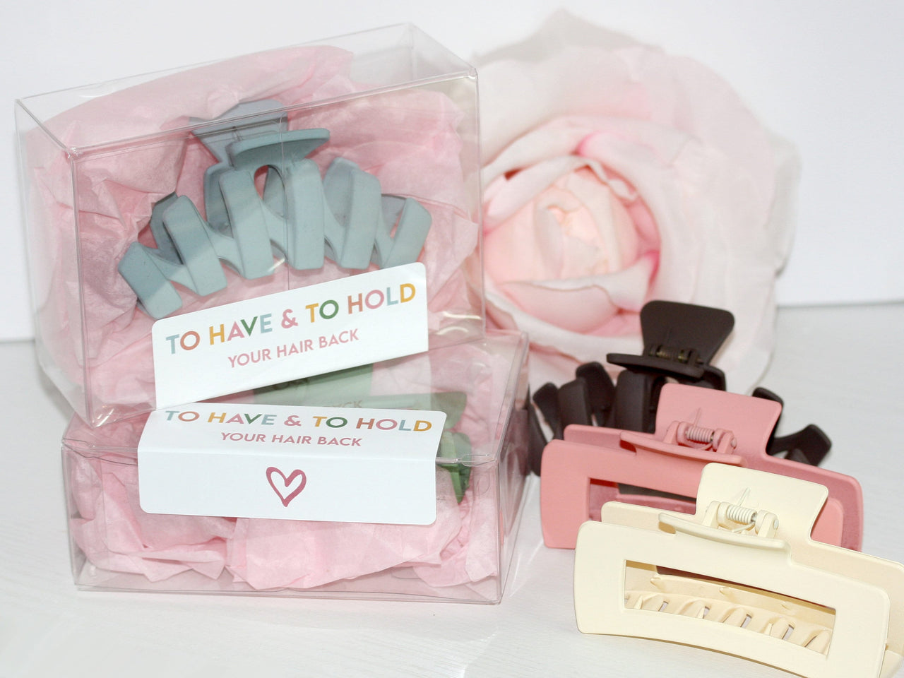 To have and to hold your hair back gift box with hair claw clip Bridesmaid Proposal