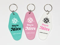 Thumbnail for Set of 10 Last Disco Bachelorette Favors Retro Motel Keychains Lets Go Girls 70's Space Cowgirl Nash Bash