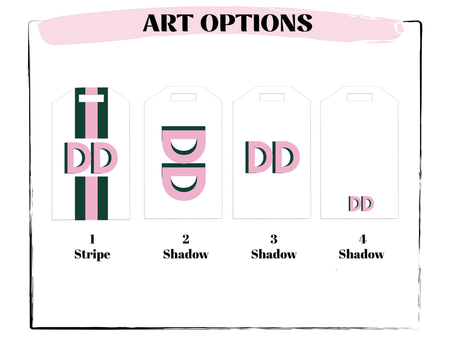 Personalized Shadow Monogram Vegan Leather Luggage Bag Tag Bridesmaid Gift Bachelorette Party Favors