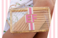 Thumbnail for Shadow Monogram Acrylic Clutch Bag, Initial Name personalized stadium bag, Bridesmaid Gift, Custom Preppy 90's y2k Going Out Party Bag
