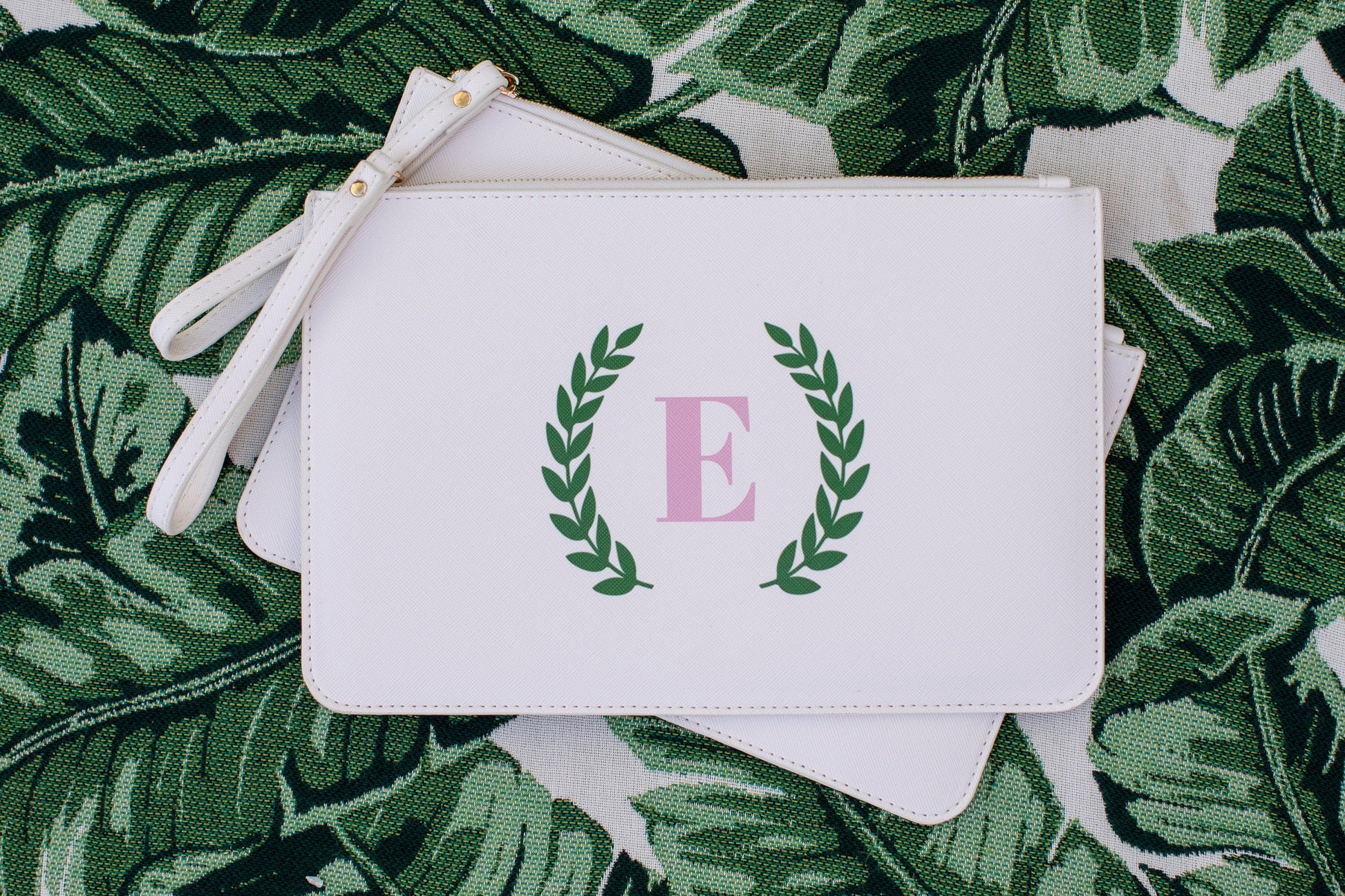 Laurel Wreath Initial Name clutch