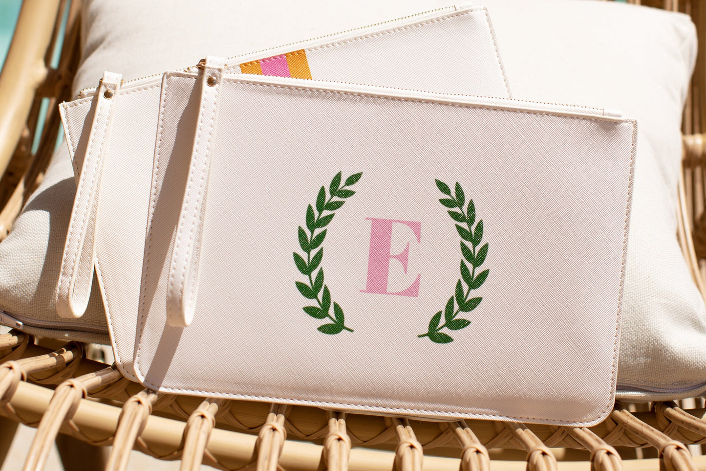 Laurel Wreath Initial Name clutch