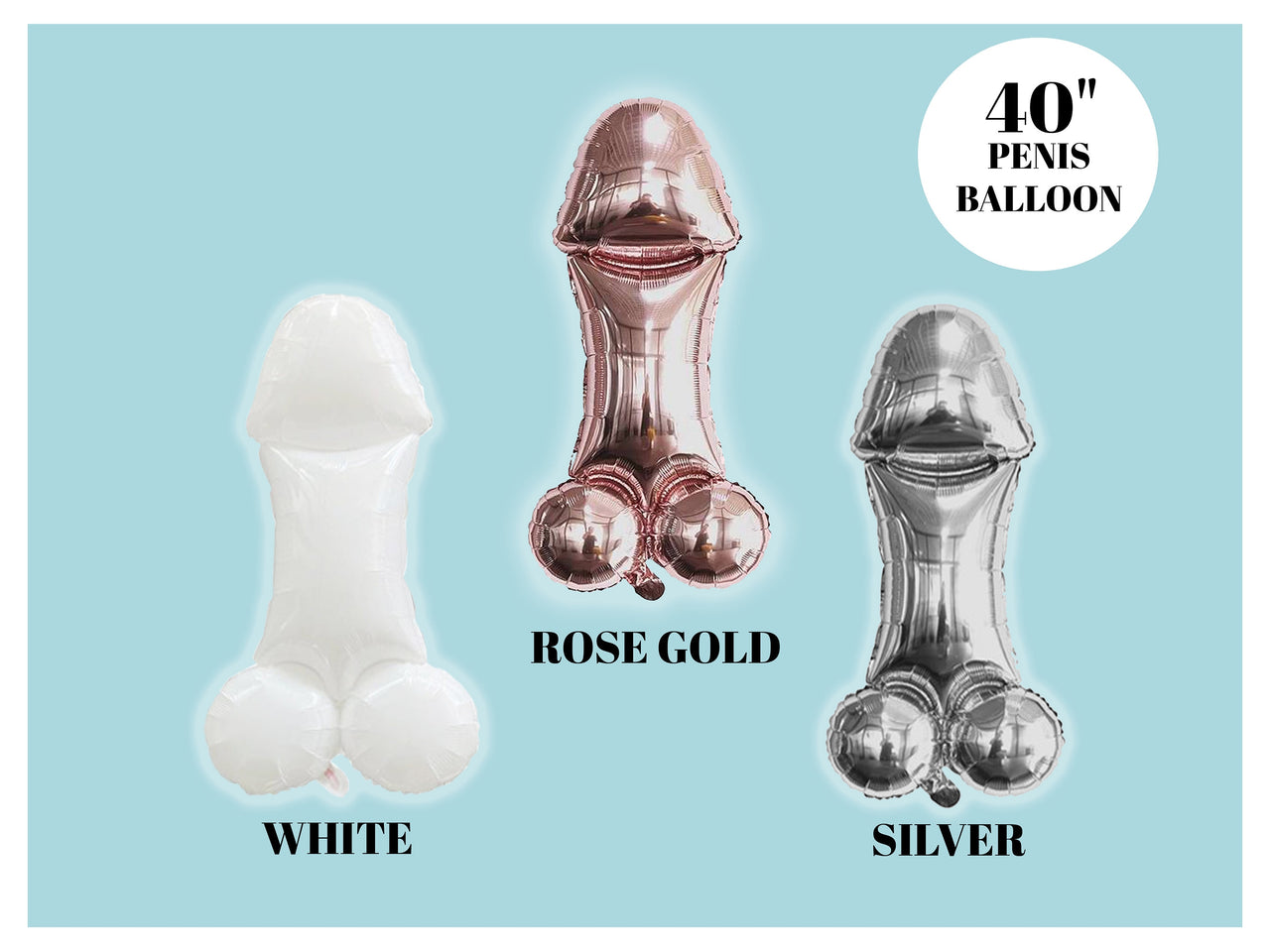 40" Foil Penis Balloon in Rose Gold