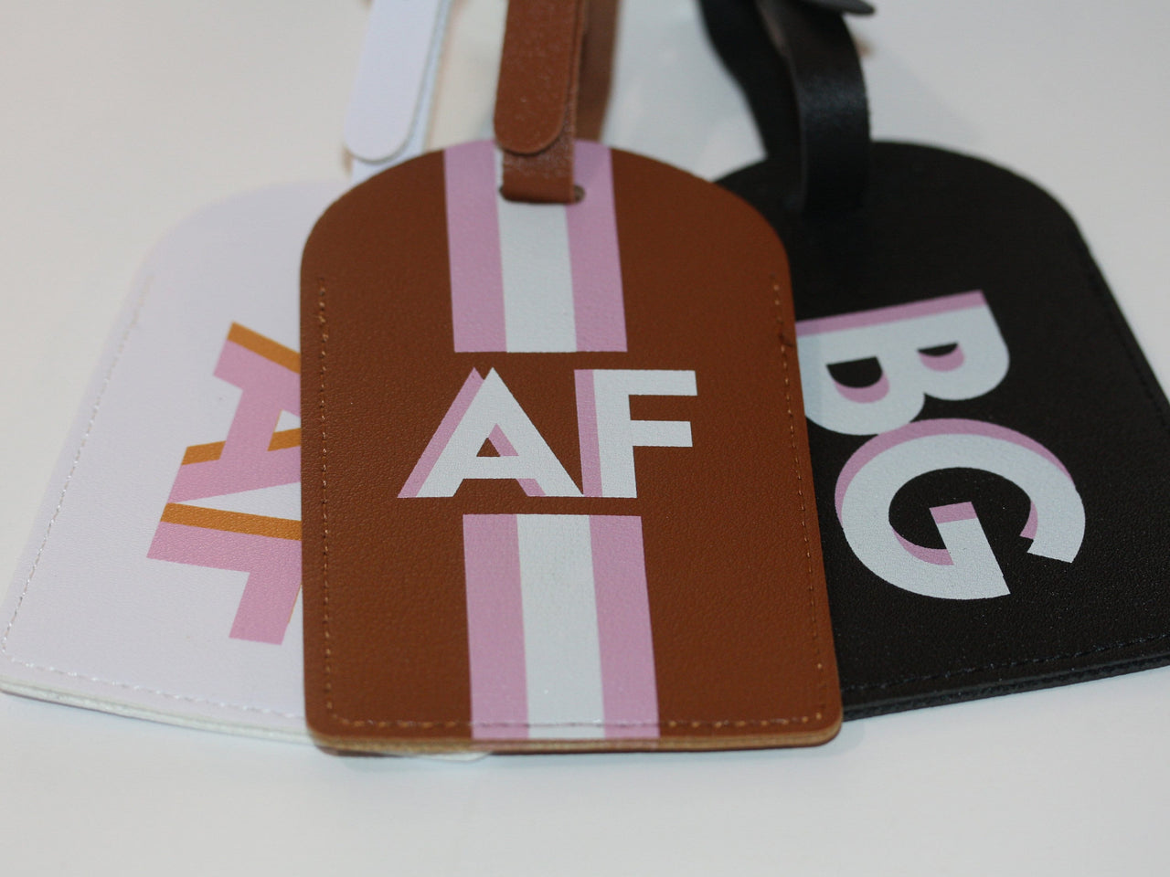 Personalized Shadow Monogram Vegan Leather Luggage Bag Tag Bridesmaid Gift Bachelorette Party Favors