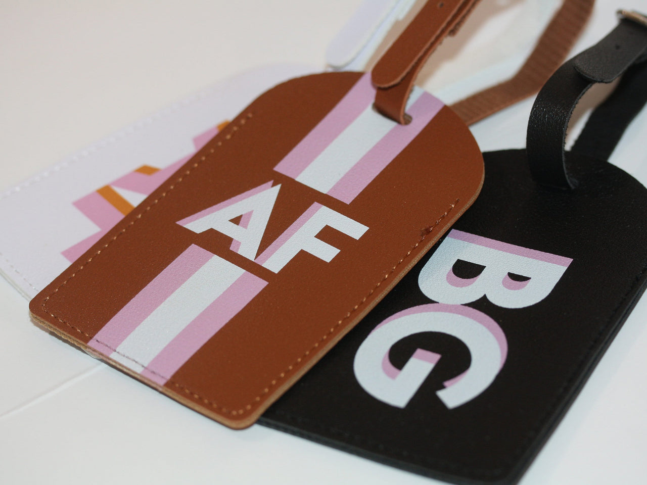 Personalized Shadow Monogram Vegan Leather Luggage Bag Tag Bridesmaid Gift Bachelorette Party Favors