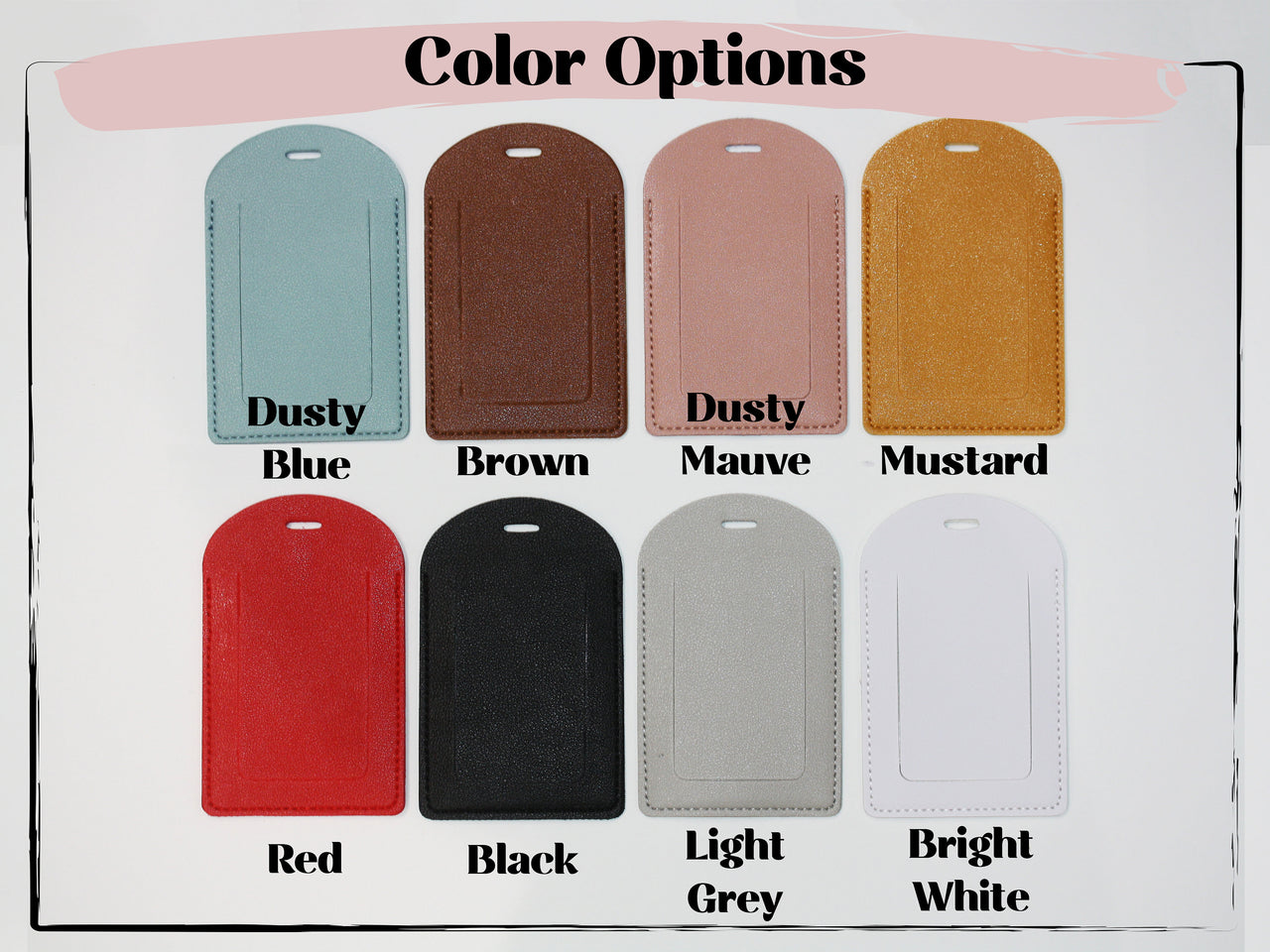 Personalized Shadow Monogram Vegan Leather Luggage Bag Tag in fun and colorful colors