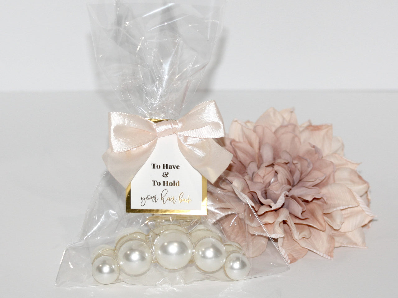 To have and to hold your hair back gift bag with pearl hair claw clip