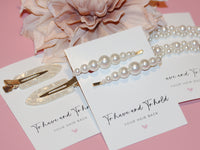 Thumbnail for To have and to hold your hair back Pearl Hair Clip Crease Free Bridesmaid Proposal