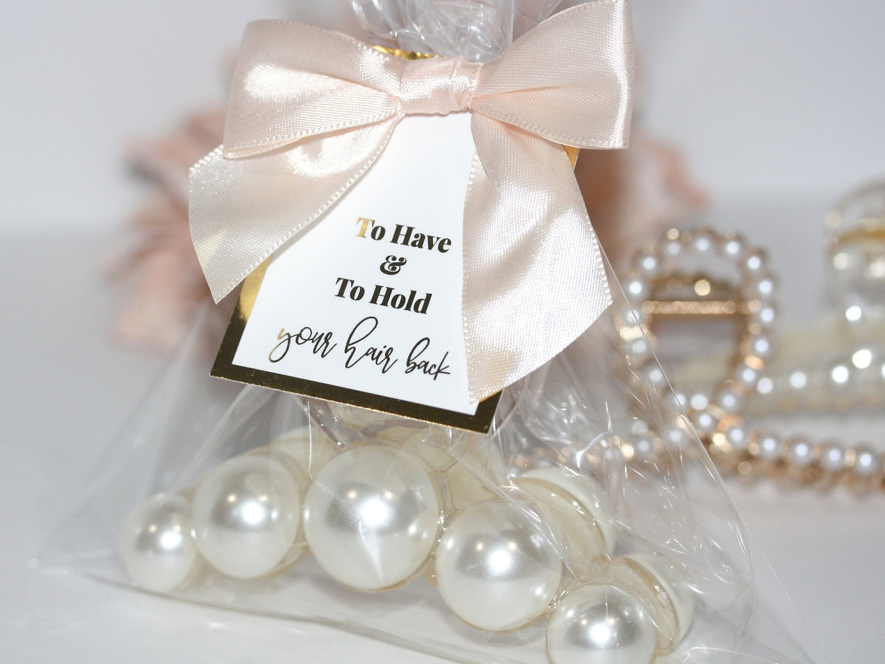 To have and to hold your hair back gift bag with pearl hair claw clip