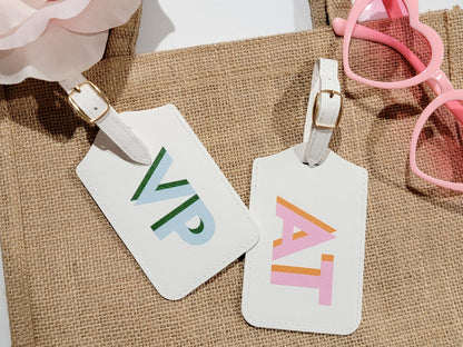 Personalized Shadow Monogram Vegan Leather Luggage Bag Tag and Passport Holder