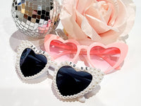 Thumbnail for Bride to Be Heart Sunglasses with Pearls and Pink Retro Bridesmaid Sunglasses