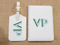 Thumbnail for Personalized Shadow Monogram Vegan Leather Luggage Bag Tag and Passport Holder
